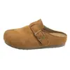 Mules cerrados de suela gruesa para aumentar la altura estilo Birkenstock para mujer, nuevo modelo otoño 2026, zapatillas tipo perezoso sin cordones con diseño de hendidura en la punta