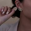 Pendientes de plata 925 con forma de aguja y letras, con un toque de sentido avanzado, elegantes pendientes de circonita coreana para celebridades de Internet, chapados en oro exquisitos para preservar el color.