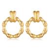 Pendientes de mujer geométricos con colgante de círculo de bambú de moda transfronterizos europeos y americanos con baño de oro auténtico de latón