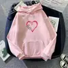 Sudadera con estampado de corazones y forro polar transfronteriza para mujer, con un diseño holgado y elegante, y una sudadera con capucha forrada de polar, perfecta como prenda de abrigo de invierno.