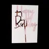 Embalaje independiente acrílico para pastel de cumpleaños, nuevo inserto decorativo de tarjeta para mesa de postres festiva de feliz cumpleaños, decoración para hornear