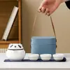 Conjunto Criativo de Chá Panda Express Portátil para Viagem, Conjunto de Uma Bule e Três Xícaras, Brindes para Atividades da Empresa