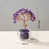 Árvore de Cristal Natural, Árvore da Fortuna de Citrino, Base de Vidro, Tigela do Tesouro, Decoração para Home Office, Ornamento Atrator de Riqueza
