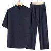 Camisas de Manga Corta con Hojas de Bambú para Hombres de Mediana Edad y Mayores, Trajes Casuales de Verano, Camisas Finas de Verano para Papá, Trajes Tang para Papá Mayor