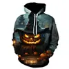 Sudadera con Capucha para Festival de Halloween Transfronterizo Europeo y Americano, Cabeza de Calabaza de Terror, Impresión Digital 3D, Sudadera Casual con Capucha, Suéter de Manga Larga