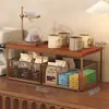 Suporte para lanche, sachê de chá, café e copo de água, prateleira de armazenamento para cafeteira de mesa, organizador de bancada de mesa de jantar, prateleira de armazenamento tipo gaveta