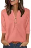 Camisa de Manga Curta com Botões Meio-Abertos e Decote V Estilo Europeu e Americano para Mulheres, Roupa de Trabalho de Verão, Simples, Ajustada ao Corpo, Versátil, Top de Cor Lisa