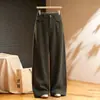 Pantalones de Lana Grises de Pierna Ancha para Mujer Invierno Elegantes Chic de Cintura Alta con Caída Rectos 2026 Nuevos Pantalones Casuales para Mujer