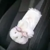 Almohada para Reposacabezas de Coche Dibujo Animado Conejo de Pelo Largo Almohada para Cuello de Coche Soporte Lumbar Felpa Cómoda Accesorios de Interior de Coche