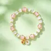 Pulsera de Cuentas Esmaltadas Ceniza de Incienso Esmalte Dorado Arenoso Luminoso Sensación de Alta Gama Gato de la Suerte Pulsera de Piedra Ojo de Gato Puesto Callejero en Lugar Turístico al por Mayor