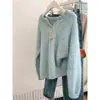 Suéter rosa suave de punto trenzado estilo coreano para mujer, otoño e invierno, diseño engrosado, único y de corte holgado, top de punto suave y cómodo