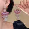 Pendientes de abanico con gotas de diamante de aguja plateada Collar de lujo ligero de alta gama vintage para mujer Moda de gama media Exquisito conjunto