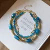 Collar de cuentas geométricas degradado colorido transfronterizo europeo y americano, cadena para la clavícula estilo resort de playa, joyería de lujo ligero de alta gama al por mayor