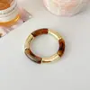 Pulseira Flexível de Resina com Emendas Criativa da Moda Popular Europeia e Americana Versátil Pulseira Cuff de Tubo Curvo com Contas Acessórios Femininos