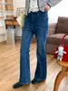 3ª Manhã Outono Nova Coleção Jeans Azul Lavado de Cintura Alta Slim-Fit Flare ZY4443
