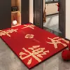 Felpudo Rojo para Entrada, Felpudo Festivo de Bucle de Seda para Año Nuevo, Felpudo Antideslizante para Eliminar Polvo en la Entrada del Hogar, Felpudo Personalizable