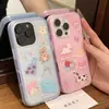 Case de Celular Fofo Desenho Animado Urso de Bolo 17Promax Adequado para Apple 15Pro Duas em Uma Camada Dupla 14Pro16