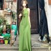 Vestido Verde Estilo Bosque Verano 2026 Estilo Coreano Japonés Nuevo Sin Mangas Ceñido a la Cintura Adelgazante Elegante Camiseta Larga para Mujer