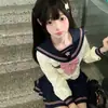 Uniforme Escolar Japonês Original Estilo Marinheiro para JK Verão e Outono Modelo Básico Uniforme de Estudante Ensino Médio Tecido de Malha