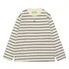 Sudadera de Manga Larga con Rayas Gruesas y Finas de Moda Japonesa para Jóvenes Hombres, Estilo Otoño e Invierno, Pulóver de Algodón Puro Bordado con Bloques de Color