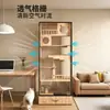 Casa para gatos de madera maciza con varios niveles, jaula para gatos, armario para gatos, caja de arena con inodoro, villa cerrada para gatos en interiores adecuada para todas las estaciones