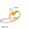 Anillo Abierto Geométrico Irregular de Perla Transfronterizo para Mujer, Moda de Lujo Ligero Anillo Abierto de Oro de 18 Quilates, No se Desvanece