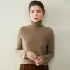 25 Suéter de Cachemir de Cuello Alto de Nuevo Estilo Otoño/Invierno para Mujer, Suéter de Punto Versátil, Prenda Base Suave y Cómoda