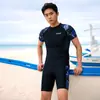 Traje de baño de dos piezas para adolescentes, top de manga corta, bañador de manga larga, conjunto de traje de baño para hombre con protección solar, equipo completo de natación