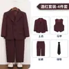 Conjunto de traje para niños, traje formal de anfitrión/caballero para niños, atuendo de actuación para recital de piano, chaqueta de traje para el primer cumpleaños de niña de las flores