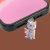 Plug de Pó para Celular Cruzado 2D Plano de Acrílico Ornamento Tipo Pingente de Gato Fofo Interface Oval Tipo-C Desenho Animado