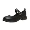 Sapatos Mary Jane Femininos 2026 Outono Novo Couro Macio Solado Macio com Fivela de Uma Tira Estilo Francês Bico Raso Sapatos Baixos para Mães