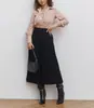 Diseñada Falda de Punto Nueva de Largo Medio Transfronteriza de Otoño e Invierno para Mujer con Cintura Elástica Color Puro A-Line Textura Falda en Capas