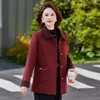 Nueva colección elegante de otoño e invierno para mujeres de mediana edad: abrigos de lana con cuello de moda, prendas de abrigo holgadas de otoño e invierno para mujer