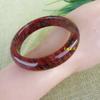 Pulsera de jade de seda dorada de mineral en bruto, pulsera de jade de piedra de sangre de pollo de color brillante con rayas regulares, pulsera de jade de arce rojo