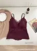 Roupa íntima bonita de outono quente com decote V de renda nas costas, com bojo, sexy, sem costura, camada base modeladora, colete escovado para mulheres