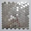 Azulejos Mosaico Espelhados Hexagonais Pequenos de Aço Inoxidável Metálico Estilo Europeu KTV Bar Entrada Azulejos de Parede com Fundo Preto Dourado