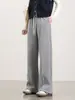 Pantalones de Pierna Ancha de Seda y Lana para Mujer 2026 Otoño e Invierno Nuevo Estilo Caídos Adelgazantes Engrosados Casuales Pantalones de Traje de Terciopelo Mochi
