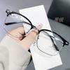 Gafas de media montura negras Pu Shuai Siwen para hombre, modernas, técnicas, anti-luz azul, lisas, con montura graduada para mujer