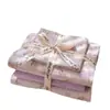 Juego de cuatro piezas de algodón acolchado fresco y sencillo estilo Ins, ultra suave para dormir sin nada, estampado floral estilo pastoral, juego de tres piezas para dormitorio, funda de edredón de gasa de doble capa
