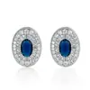 Aliexpress Nuevo Set Transfronterizo de Joyas de Lujo con Piedras de Colores Incrustado con Zirconia Azul Marino Profundo Collar Anillo de Diseño de Lujo Pendientes