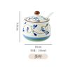 Olla para Aceite de Manteca Doméstica Resistente a Altas Temperaturas Cerámica Olla de Porcelana para Aceite con Cuchara Olla para Aceite de Chile Olla de Sal de Cocina Botella para Condimentos Caja para Condimentos