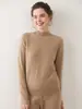 Novo Suéter Feminino Básico Clássico Soltinho de Tricô Cashmere Sete Fios Outono e Inverno Amigo da Pele Gola Alta