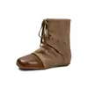 Primer Encuentro Ji Color Block Retro Botas con Cordones Fruncidas Apiladas Moda Otoño Invierno para Mujer Aumento Oculto Botines Estilo Vaquero Occidental