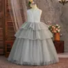 Nuevo Vestido de Pastelería para Niñas de Comercio Exterior, Vestido de Boda de Tul Multicapa Bordado con Lentejuelas para Niños, Atuendo de Presentación para Pequeñas Anfitrionas