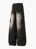Pantalones vaqueros de hombre deconstruidos plisados, corte recto holgado, pierna ancha curva, pantalones de estilo americano de alta costura, marca de moda, pantalones largos geniales y versátiles