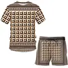 Estación Independiente AliExpress Nuevo Traje de Camiseta de Cadena de Hoja de Lujo para Hombre Holgado Impresión 3D Casual Manga Corta Corto