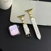 Adequado para Apple Iwatchs12S10S9Ultra87Se Relógio de Couro com Madrepérola Colorida Pulseira Feminina
