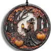Amazon Mais Vendido Halloween Caveira Fantasma Teia de Aranha Placa de Porta de Madeira Pingente de Decoração de Casa de Madeira Impressão