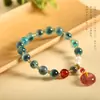 [Gas de durazno completo] corazón de caramelo colorido ágata pulsera tejida hecha a mano diy pulsera con cierre de seguridad de cristal de fresa para mujer
