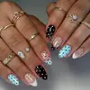 24 Piezas Venta Caliente Transfronteriza Uñas Francesas Portátiles Manicura Comercio Exterior Europeo y Americano Más Vendido Uñas Postizas de Lunares Puntas de Uñas con Forma de Almendra